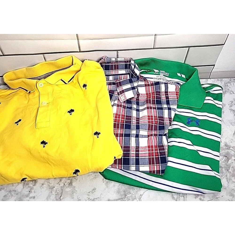 Lot Of 3 Men's 2XL Short Sleeve Shirts Cremieux Under Armour Craft & Barrow - Picture 2 of 15